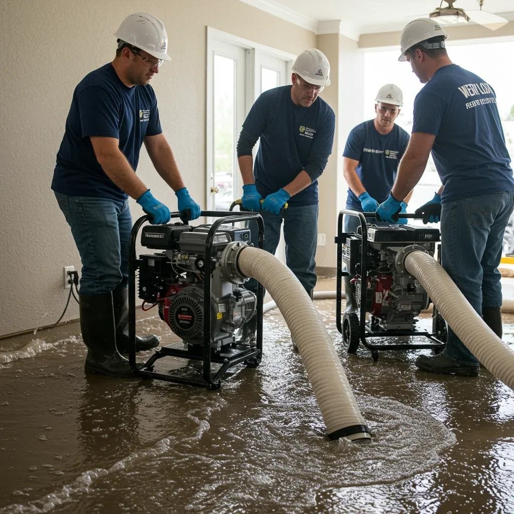 Water damage restoration crew working in a Brooklyn property